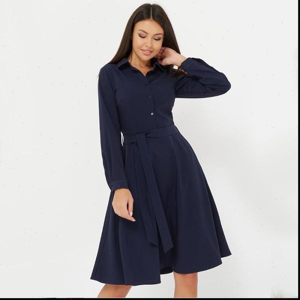 

women vintage front button sashes a line dress long sleeve turn down collar solid party dress 2021 new spring women dress, Black;gray