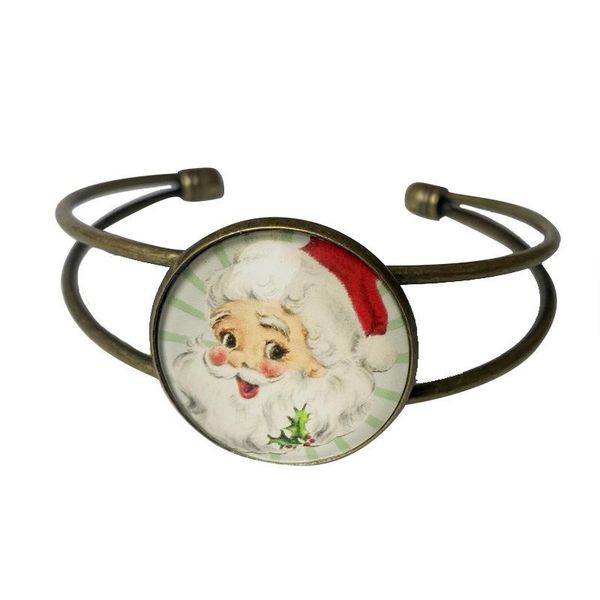 

bangle christmas classic snowman snowflake cabochon glass bronze open cuff bangles for women sunflower santa party jewelry friends gift, Black