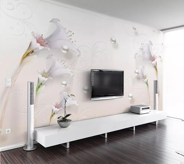 

custom wallpaper 3d mural european embossed elegant chinese minimalist jewelry lily wall papers home decor