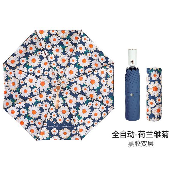 

umbrellas girl flower umbrella portable fully automatic clear rain sun protection black coating sonnenschirm home garden ef50ys