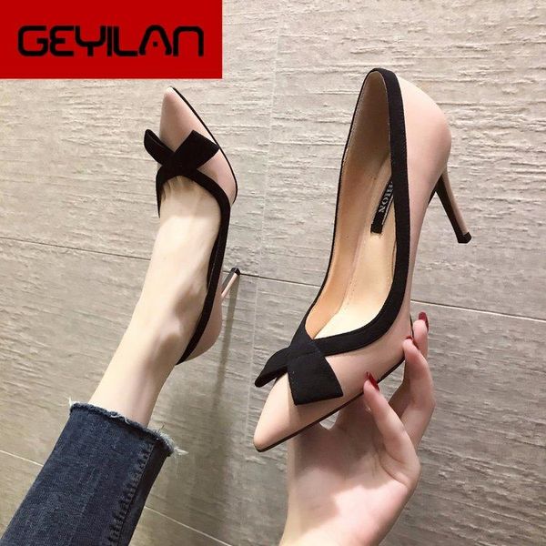 

dress shoes fashion small fresh high heels stiletto pointed black single elegant banquet womens sweet butterfly-knot pumps