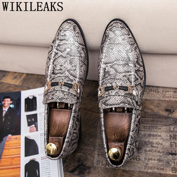 

snakeskin dress shoes men elegant italian brand wedding shoes men formal coiffeur suit shoes men office sepatu slip on pria bona, Black