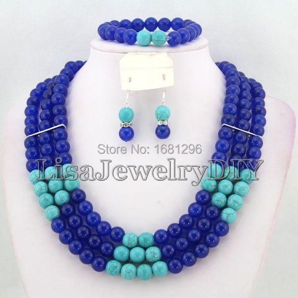 

earrings & necklace 10mm african jewelry sets beads wedding hd0330, Silver