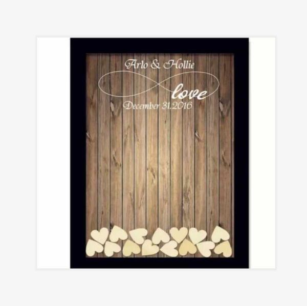 

rustic custom hearts wooden-colour wedding guestbook frame 3d alternative drop box baby shower sign board bithday wishes box