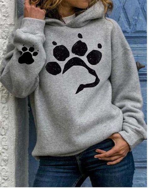 

women's hoodies & sweatshirts dog print lightweight long sleeve pullover hooded autumn winter women harajuku casual sweatshirt, Black