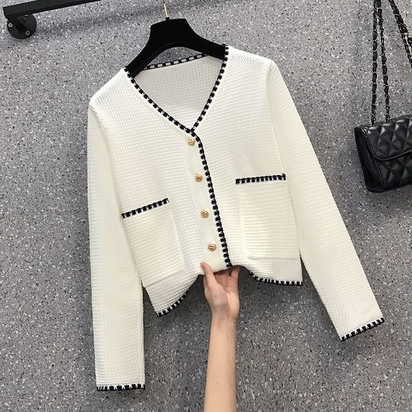 

Plus Size S-4xl Will See Black Stripe White Mesh Cardigan Female Casual Sleeve Long Vintage Fashion Tops 2021 New Clothes Ogk5