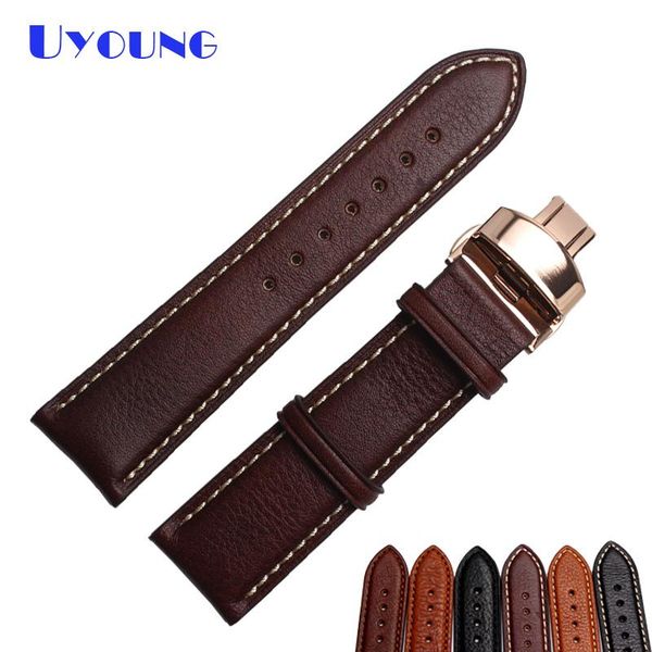 

watch bands 18mm 20mm 22mm 24mm quality genuine leather watchband mens bracelet accessories black belt, Black;brown