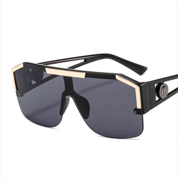 

Zly Shield Sunglasses Men Women Fashion Color Lens Alloy Frame High Quality Rectangle Brand Designer Uv400, White;black