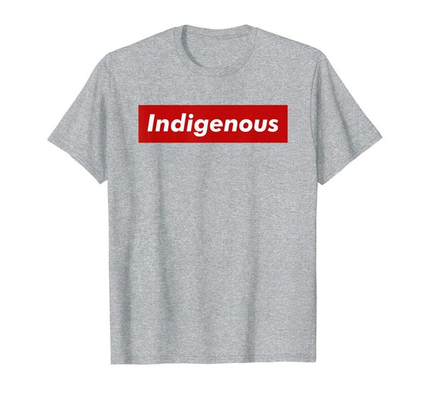 

native indigenous red block background with white letters t-shirt, White;black