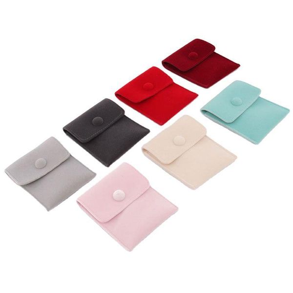 

5pcs whole double sided velvet mini packing ring necklace storage snap bag jewelry organizer, Black;white