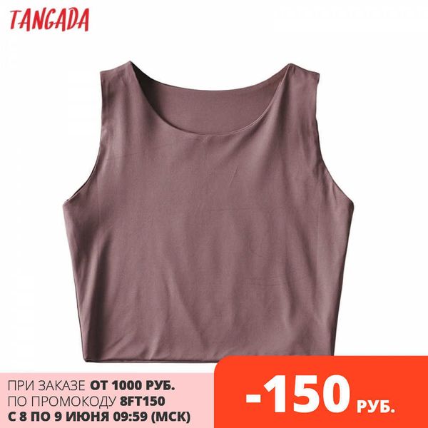 

tangada women summer basic strethy crop tank sleeveless backless female casual 2b28 210609, White