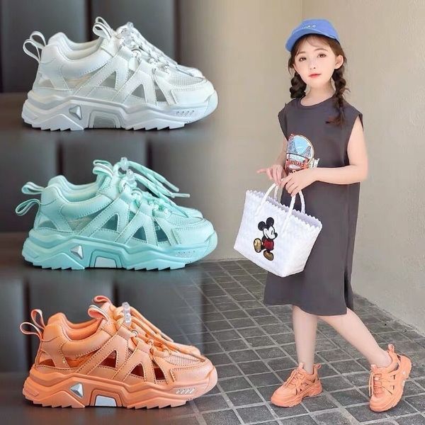 

girls' sports sandals 2021 autumn new hollow out leisure fashion boys' middle-aged children's shoes, Black