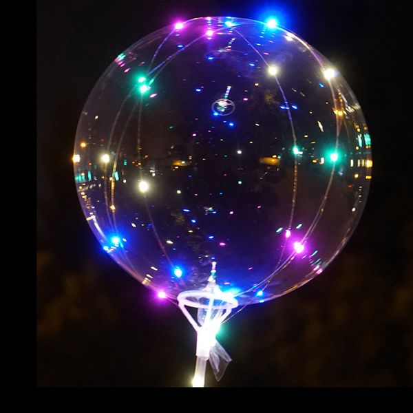 Decorazione per feste Palloncini BoBo a LED Illuminazione originale Palloncino a bolle trasparente con BASTONCINI e LUCI A CORDA Illuminato più POMPA BONUS Compleanno, Matrimonio CRESTECH