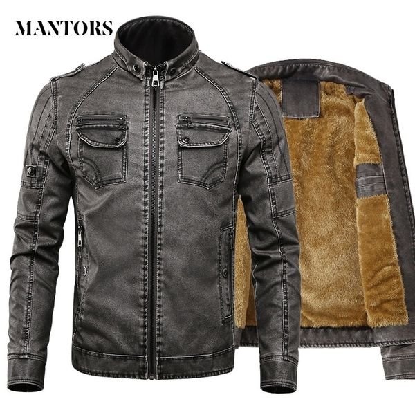 

men pu leather jacket 2021 new autumn winter men's thick casual warm stand collar zipper coats male fashion motorcycle jackets, Black;brown