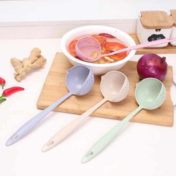 

spoons 2 in 1 long handle soup spoon porridge ladle filter home kitchen cook