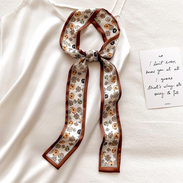 

scarves fashion 2021 spring silk scarf women print feeling hair foulard female office neckerchief lady bandana hijab shawl wraps, Blue;gray