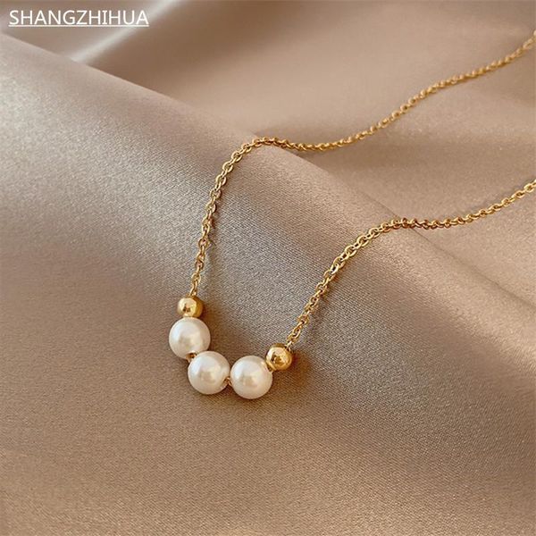 

pendant necklaces 2021 korea luxury trend simple high imitation pearl necklace for women's fashion unusual jewelry gift accesories, Silver