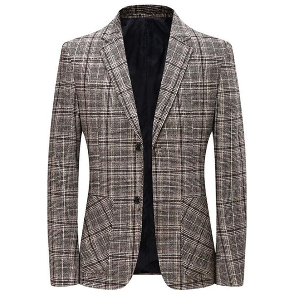 

men's suits & blazers british gentleman blazer spring and autumn business casual jacket long-sleeved plaid slim-fitting male, White;black