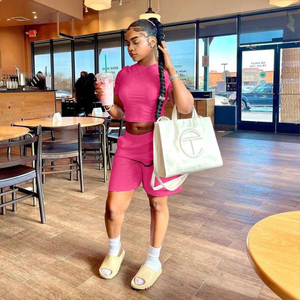 

10jqk fashion sports short sleeved women tracksuits comfortable tight elastic shorts urban home casual t shirt two piece, Gray