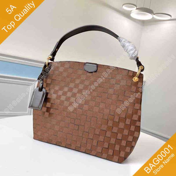 

5a fashion bag large capacity package old flower grid canvas shoulderbag with box b010 (43700 43701 44044 42249) bag0001