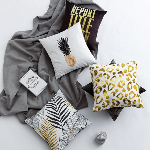 

cushion/decorative pillow velvet ins printing cover sofa throw case 45*45cm 17.7inch black gold leopard print decor pillowcase