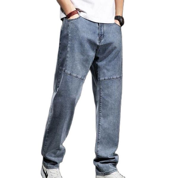 

men's jeans summer fashion loose hip hop tide patchwork denim pants mens clothing, Blue