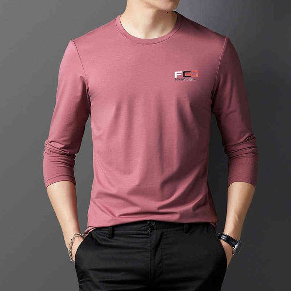 

2021 long sleeve t-shirt round neck spring and autumn t-shirt upper cloth casual men's wear inner bottom shirt, White;black