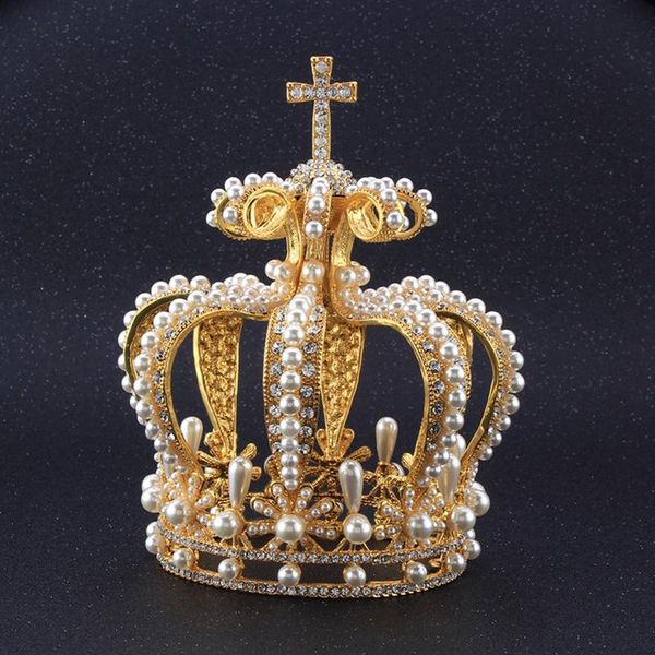 

hair clips & barrettes baroque royal gold vintage luxury round crown jewelry bridal queen princess tiara girl wedding headpieces king, Golden;silver