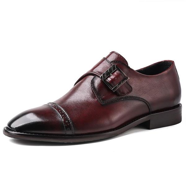 Kleidschuhe für Herren, echtes Leder, hochwertiger italienischer Gentleman-Mönch, formeller Business-Büro-Hochzeitsanzug