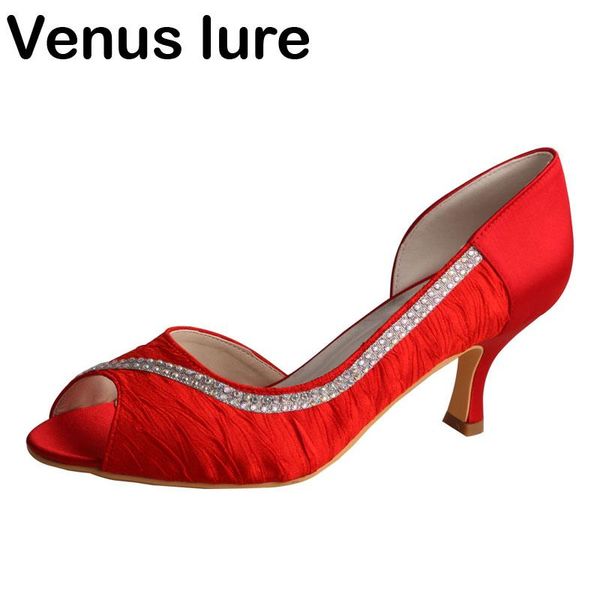 

dress shoes handmade bridal red satin women wedding mid heel pumps open toe, Black