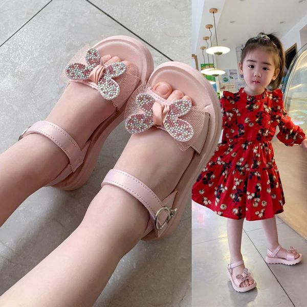 

sandals summer shoes infant kids baby girls pearl crystal bling bowknot single princess kinderen casual schoenen, Black;red