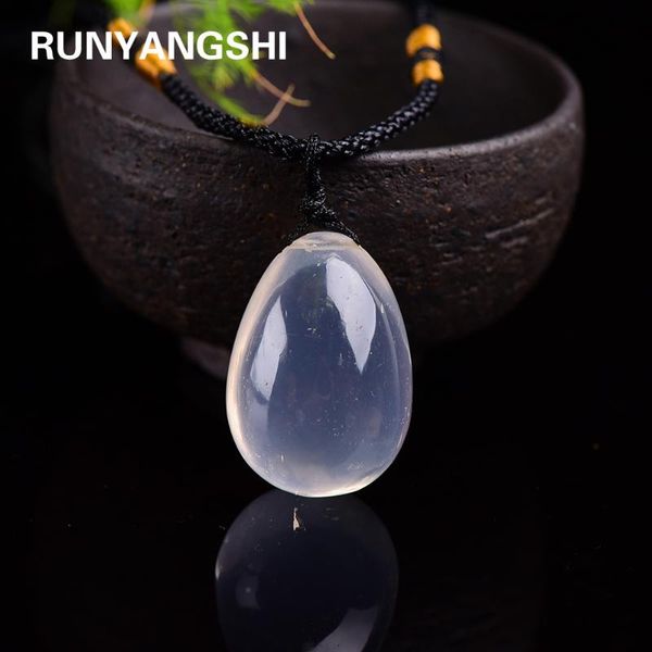 

decorative objects & figurines natural white crystal egg shape pendant clear quartz necklace jewelry energy stone healing gemstone gift