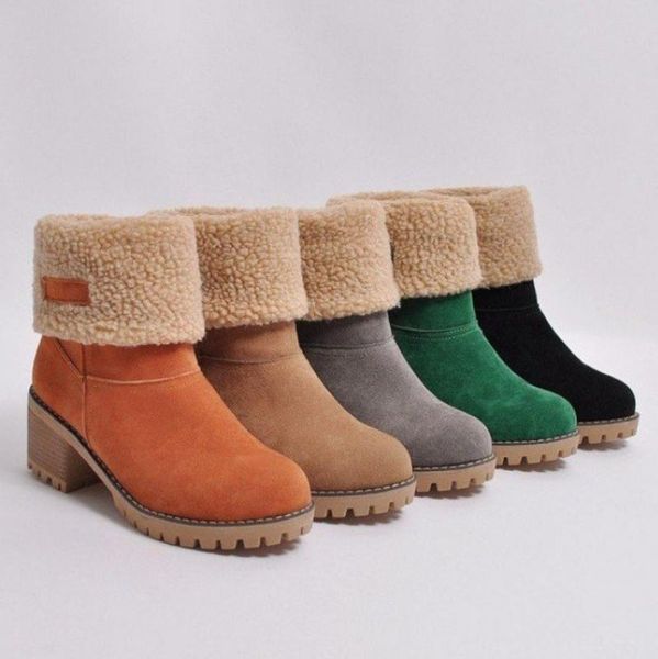 

boots vogue women's shoes snow ladies winter flock warm martinas ankle short bootie outside botas, Black