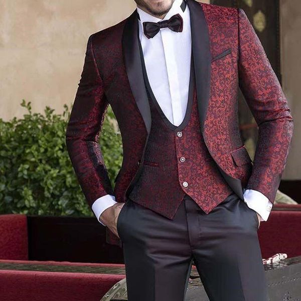 

men's suits & blazers slimming floral men for wedding prom 3 piece groom tuxedos male fashion clothes 2021 set jacket vest with black p, White;black
