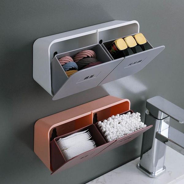 

storage boxes & bins wall mounted cotton swab lipstick box multifunctional automatic flip cosmetic small object sorting