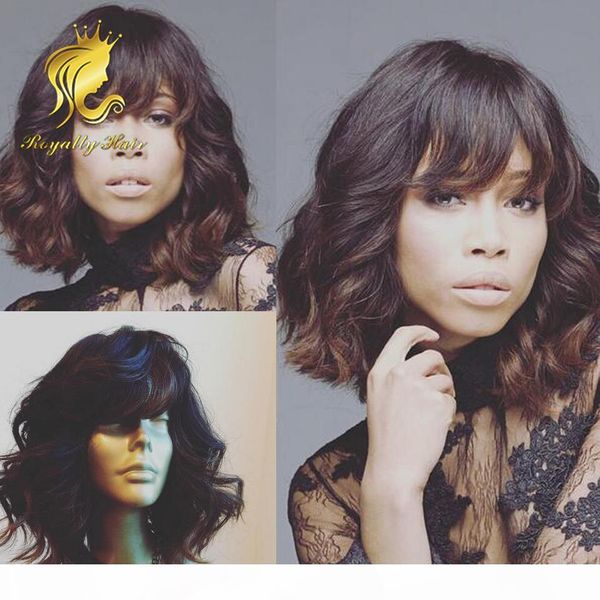 

african american natural wave ombre glueless lace front wig full lace wig peruvian human hair wigs fast shipping, Black;brown