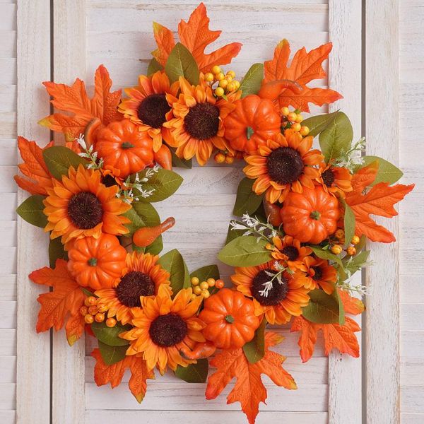 

decorative flowers & wreaths halloween decoration thanksgiving wreath 56cm christmas garland fabric leaves gift wall hanging door