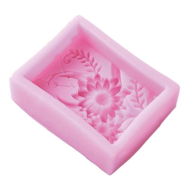

craft tools 1pcs 3d square flower silicone soap mould sunflower diy handmade carft mold baking candle candy making