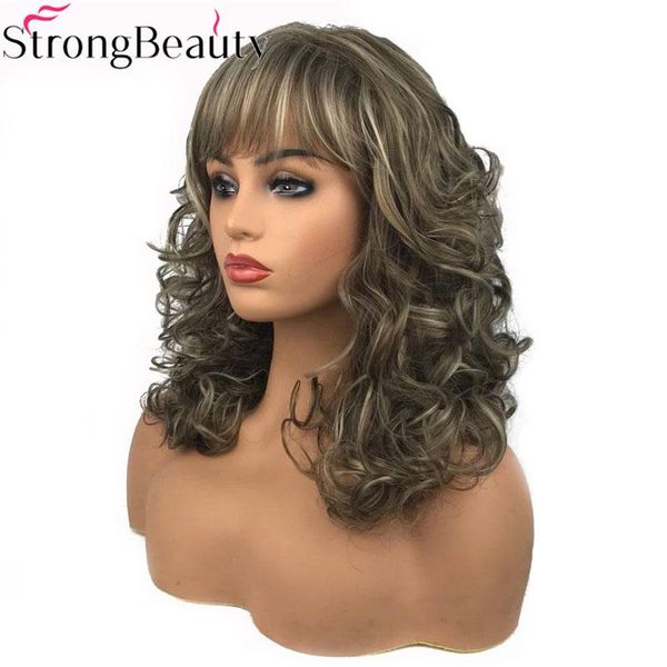 

synthetic wigs strongbeauty women's long curly highlights wig capless hair, Black