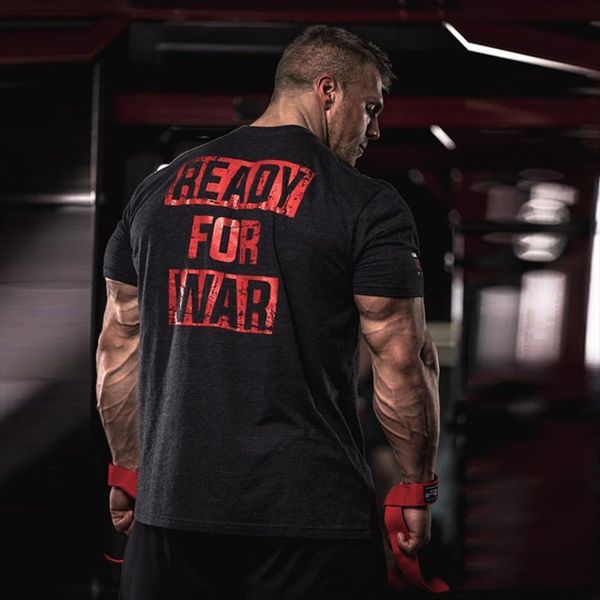 

black gym fitness casual print men t shirt short sleeve cotton male bodybuilding skinny tee crossfit, White;black