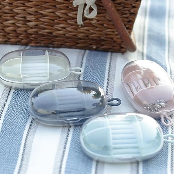 

jewelry pouches, bags simple slight box portable storage organizer earring hairpin ring holder zipper women outdoor travel display, Pink;blue