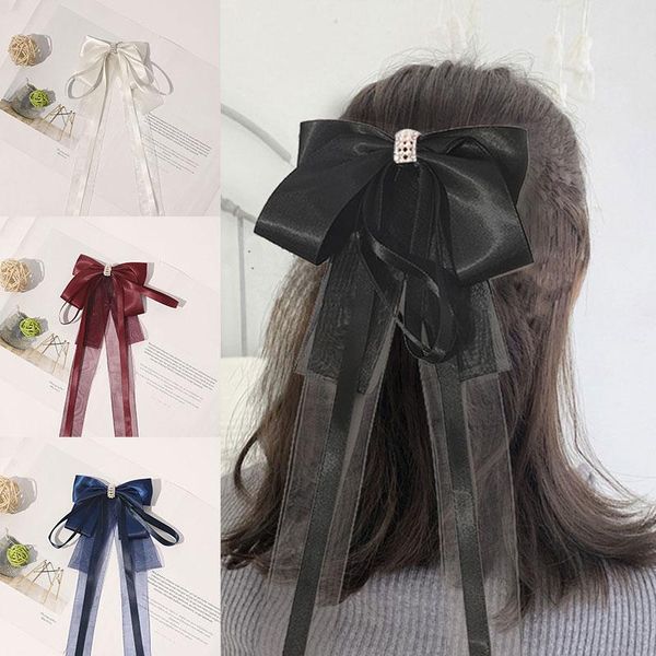 

hair accessories korean fashion tassel bows for women black red long bowknot clips elegant back of head streamer hairpin frech clip