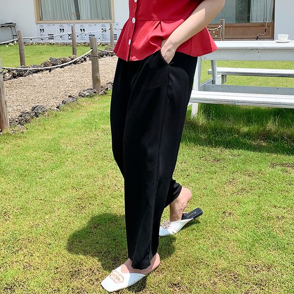 

new fashion wide-leg plus-size women's summer nine minute pants r7x9, Black;white