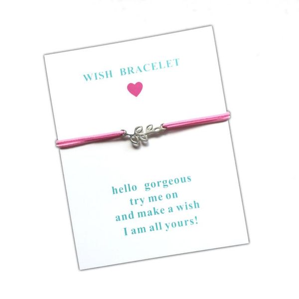 

charm bracelets 10pcs/lot wish card bracelet leaf stainless steel adjustable cord lucky for men women, Golden;silver
