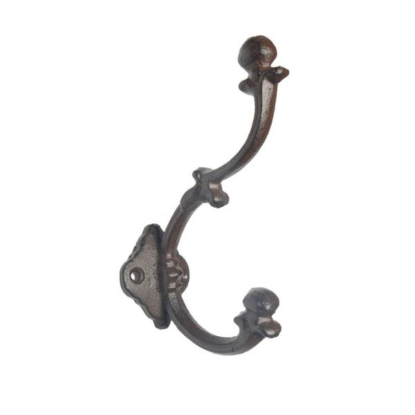 

1pc creative 2-in-1 cast iron hook sturdy coat and hat hook decor (brown)