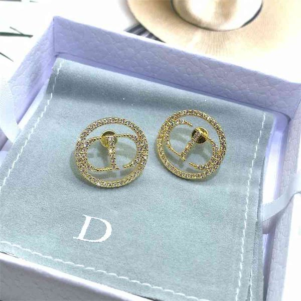 

70% off outlet online same letter diamond earrings for women, Golden
