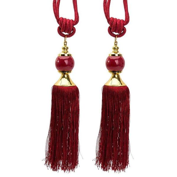 

other home decor 1 pair window curtain tieback red beaded ribbon tassel rope tie back holdback treatments