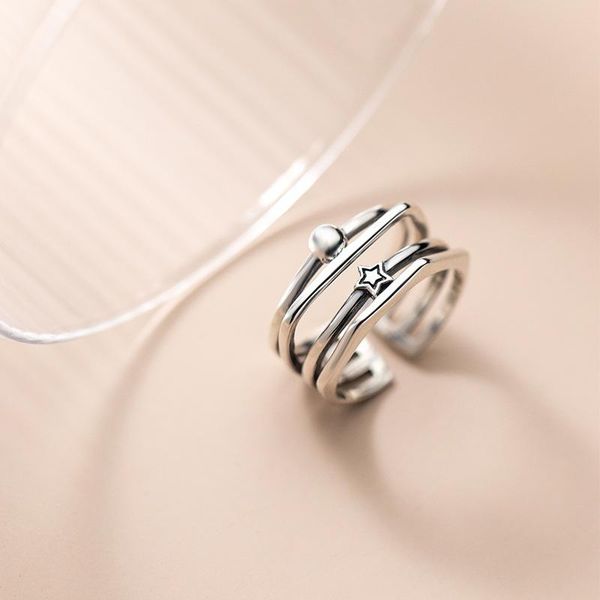 

cluster rings mloveacc 925 sterling silver multilayer twist for women geometry hollow out retro fashion party jewelry, Golden;silver