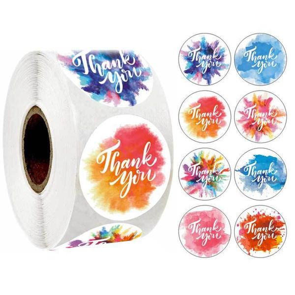 

gift wrap 500pcs/roll colorful thank you sticker christmas for seal label scrapbooking decoration stationery