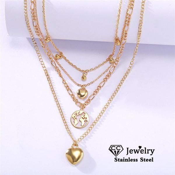 

chains multilevel necklace for women gold color pendants choker personalized delicate chain fashion jewelry torque party gift yh559, Silver